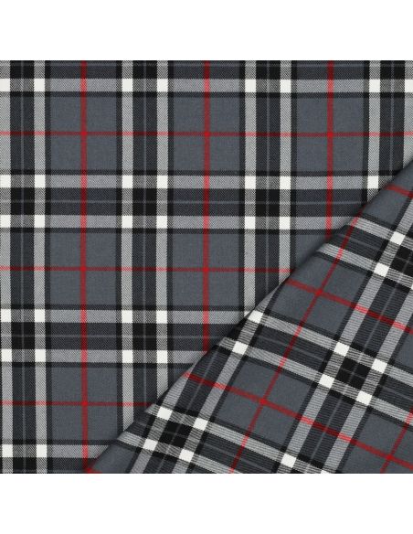 Scottish tartan fabrics - Black, gray, and red