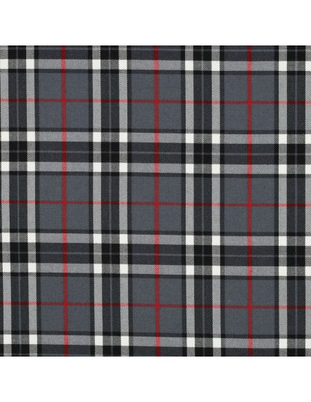 Scottish tartan fabrics - Black, gray, and red