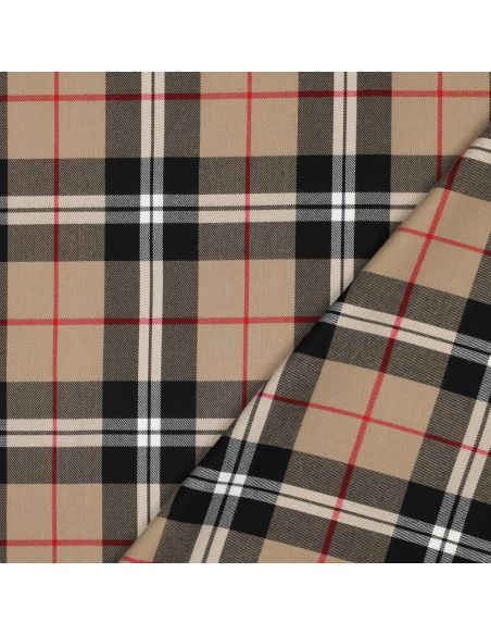 Scottish tartan fabrics - Camel and black
