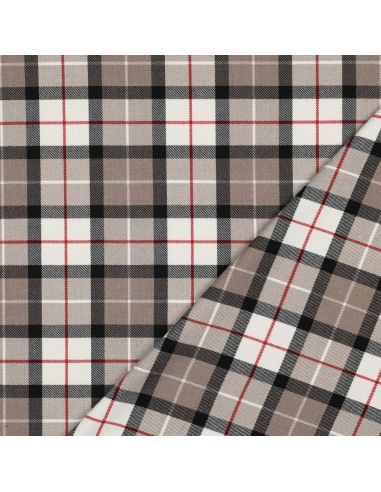 Scottish tartan fabrics - Taupe and black