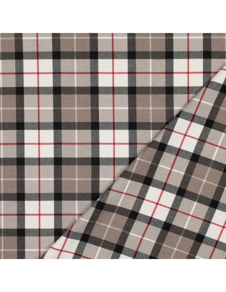 Scottish tartan fabrics - Taupe and black
