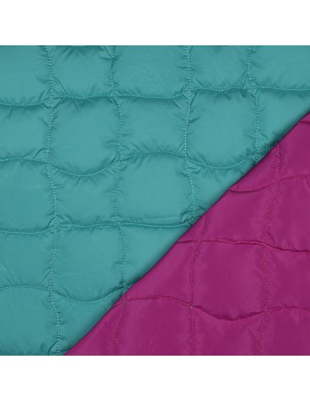 Double-sided quilted fabric pop - Cyan and cherry
