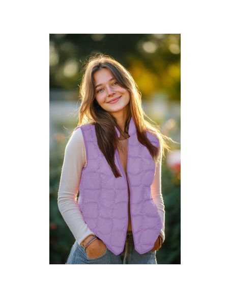 Double-sided quilted fabric pop - Lilac and apricot