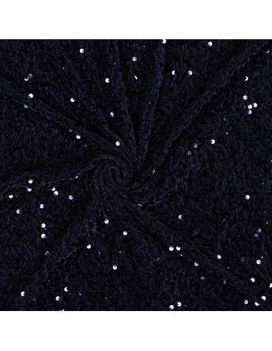 Navy blue velvet sequin fabric