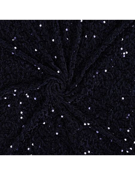 Navy blue velvet sequin fabric