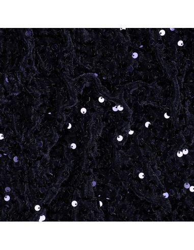 Navy blue velvet sequin fabric