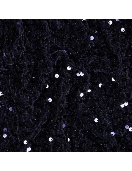 Navy blue velvet sequin fabric