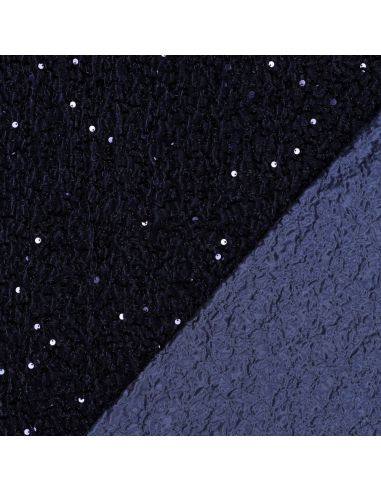 Navy blue velvet sequin fabric