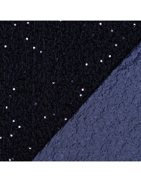 Navy blue velvet sequin fabric