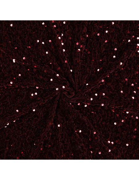 Sequin velvet panne fabric - Bordeaux