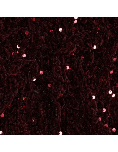 Sequin velvet panne fabric - Bordeaux
