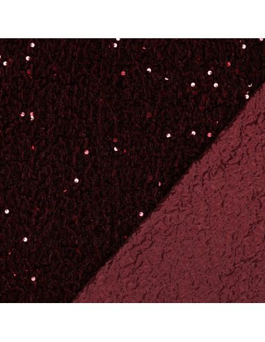 Sequin velvet panne fabric - Bordeaux