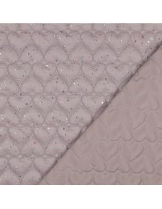 Iridescent heart quilted fabric - Powder pink