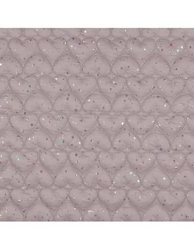 Iridescent heart quilted fabric - Powder pink