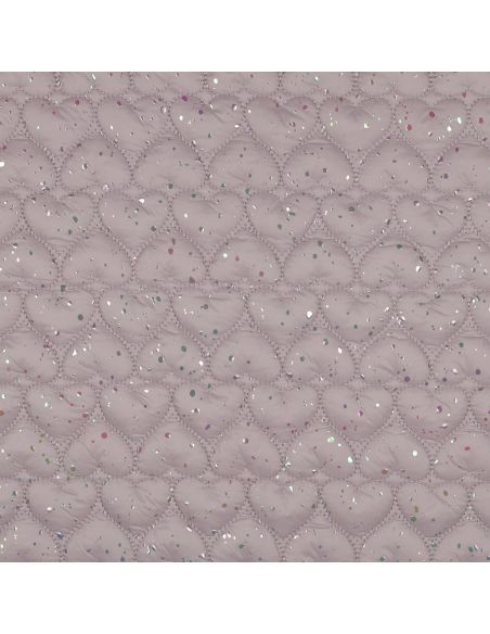 Iridescent heart quilted fabric - Powder pink