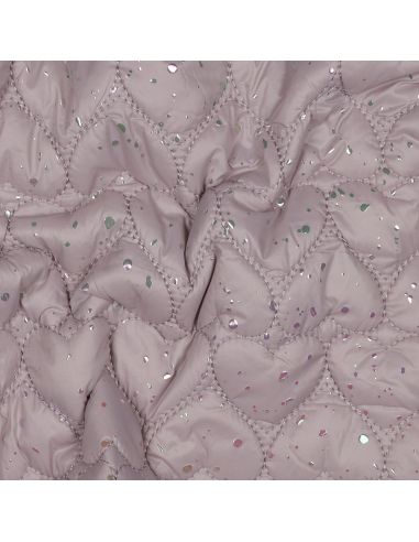Iridescent heart quilted fabric - Powder pink