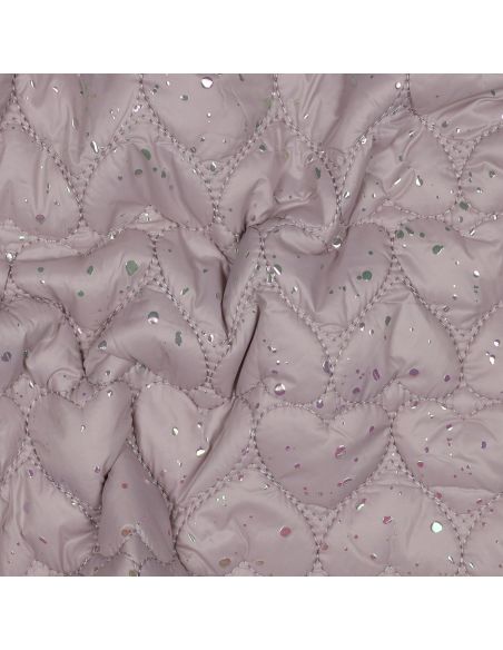 Iridescent heart quilted fabric - Powder pink