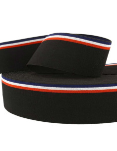 Tricolor striped fancy elastic with a black background, 45 mm