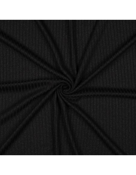 Ribbed lurex knit fabric - Silver black