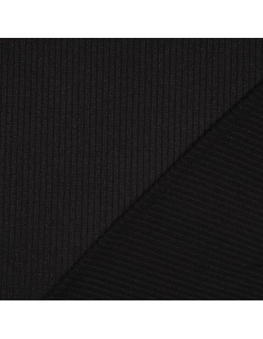 Ribbed lurex knit fabric - Silver black