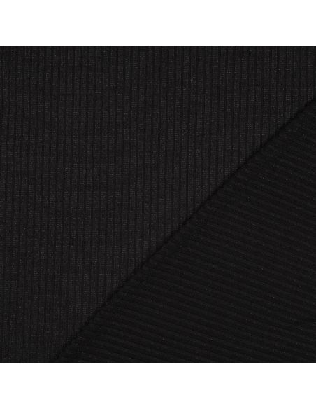 Ribbed lurex knit fabric - Silver black