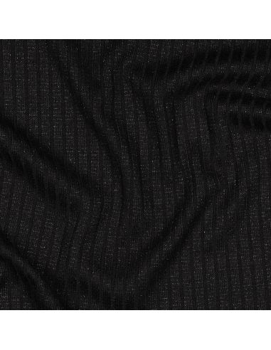 Ribbed lurex knit fabric - Silver black
