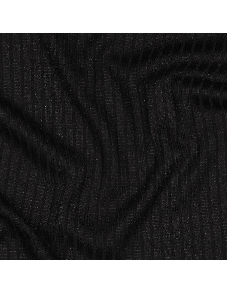 Ribbed lurex knit fabric - Silver black