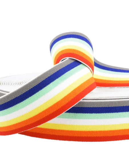 Rainbow striped fancy elastic 40 mm