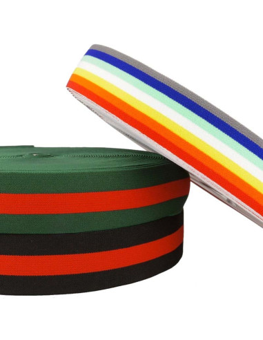 Rainbow striped fancy elastic 40 mm