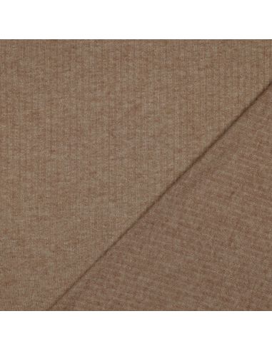 Ribbed lurex knit fabric - Golden beige