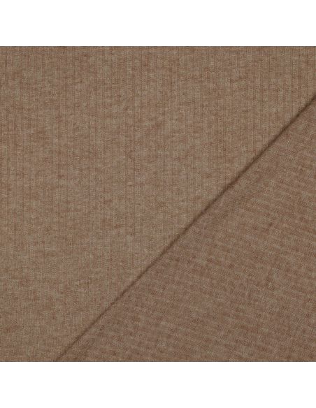 Ribbed lurex knit fabric - Golden beige