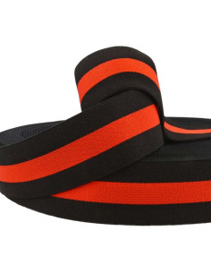 Black and red striped fancy elastic 40 mm