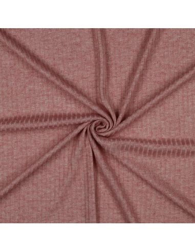 Ribbed lurex knit fabric - Rose gold