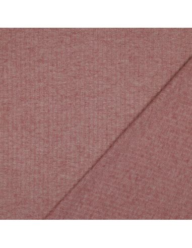 Ribbed lurex knit fabric - Rose gold