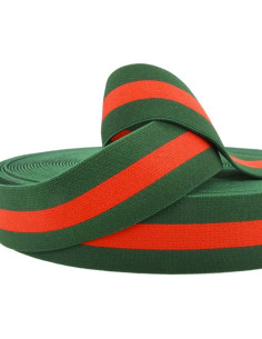 Green and red striped fancy elastic 40 mm