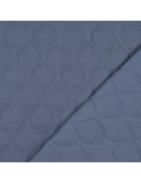 Quilted double gauze fabric - Denim blue
