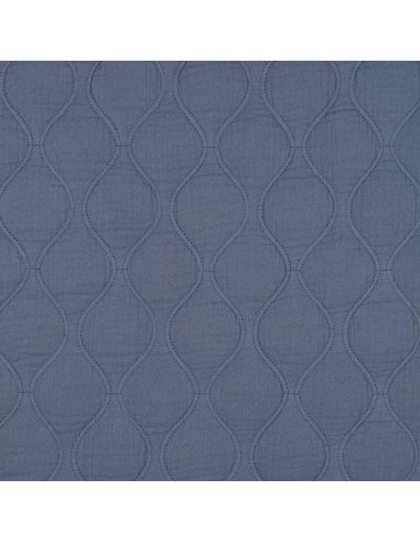 Quilted double gauze fabric - Denim blue