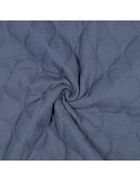 Quilted double gauze fabric - Denim blue