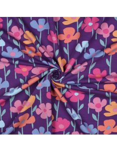 Field flowers sweatshirt fabric - Purple background