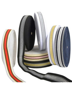 Fancy striped white and silver lurex elastic 40 mm 2