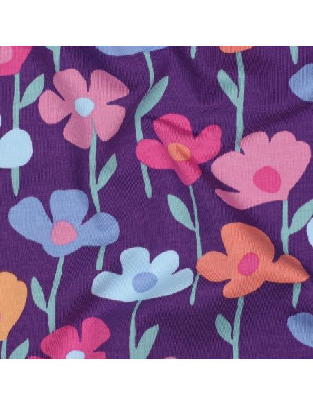 Field flowers sweatshirt fabric - Purple background