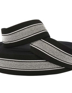 Fancy striped black and silver lurex elastic 40 mm