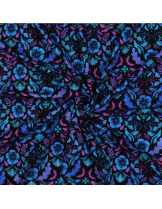 Clara printed jersey fabric - Black background