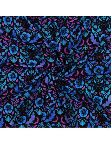 Clara printed jersey fabric - Black background