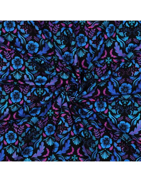 Clara printed jersey fabric - Black background