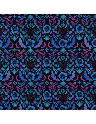 Clara printed jersey fabric - Black background
