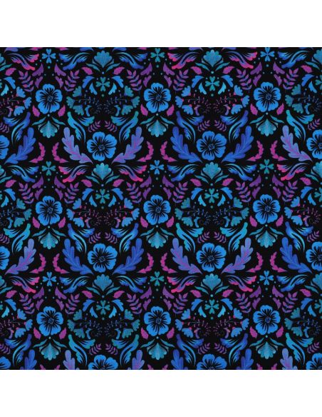 Clara printed jersey fabric - Black background