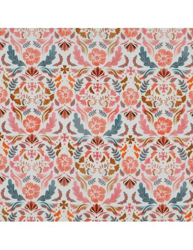 Clara printed jersey fabric - White background