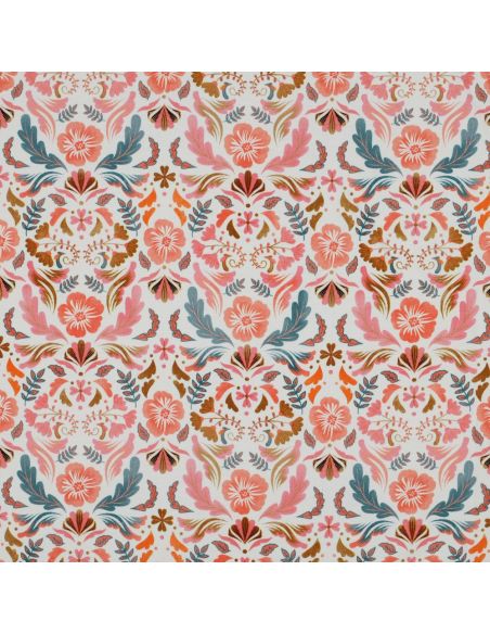 Clara printed jersey fabric - White background