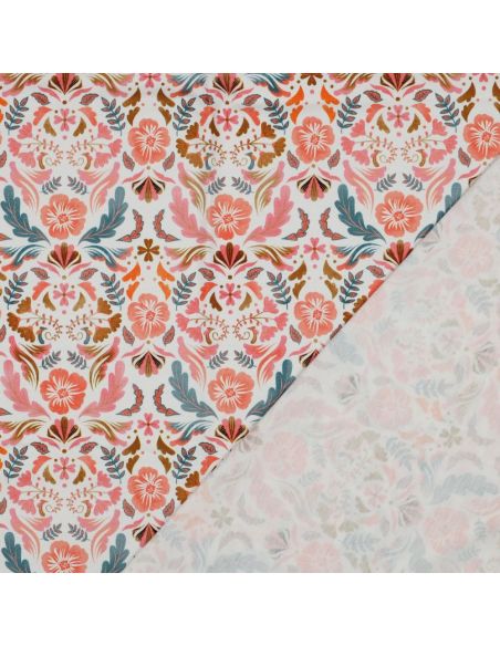 Clara printed jersey fabric - White background